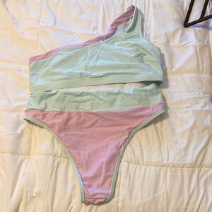 Cupshe Mint and Pink Bikini Set